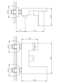 Смеситель для ванны Haiba HB60803-2 сталь